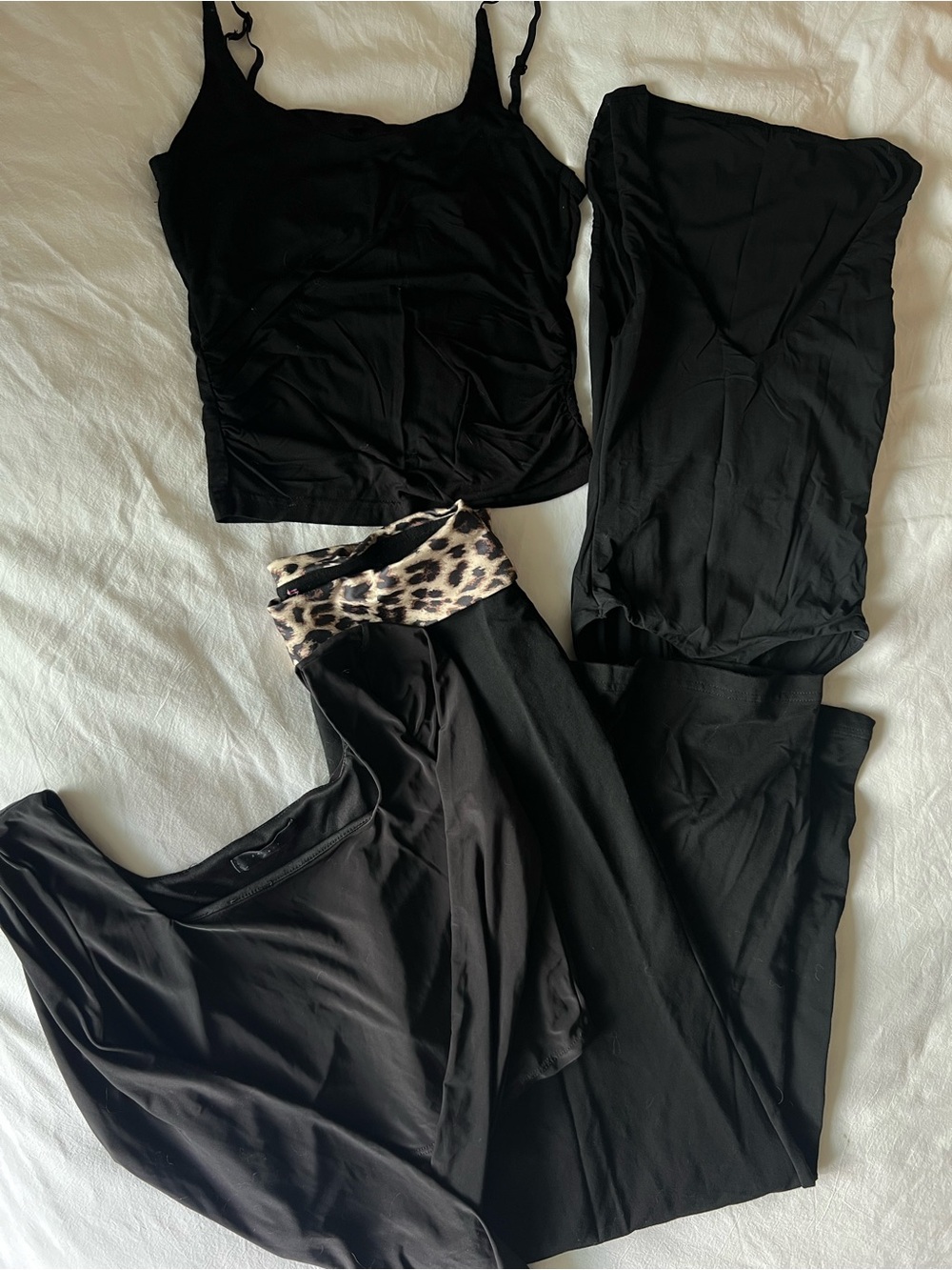 Edikted Black Jumpsuit, Tank & Leopard-Trim Leggings Set